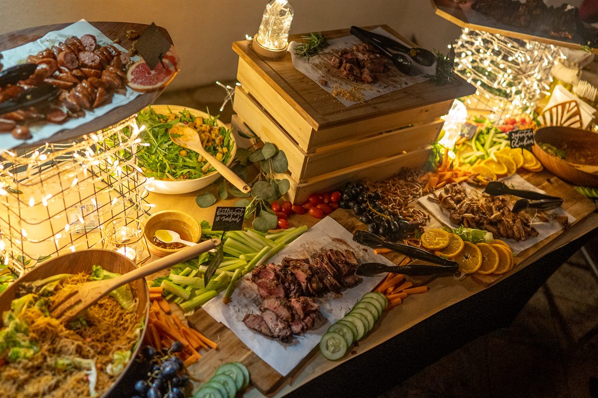 Premium Sunday Roast BBQ event spread with grilled meats and sides