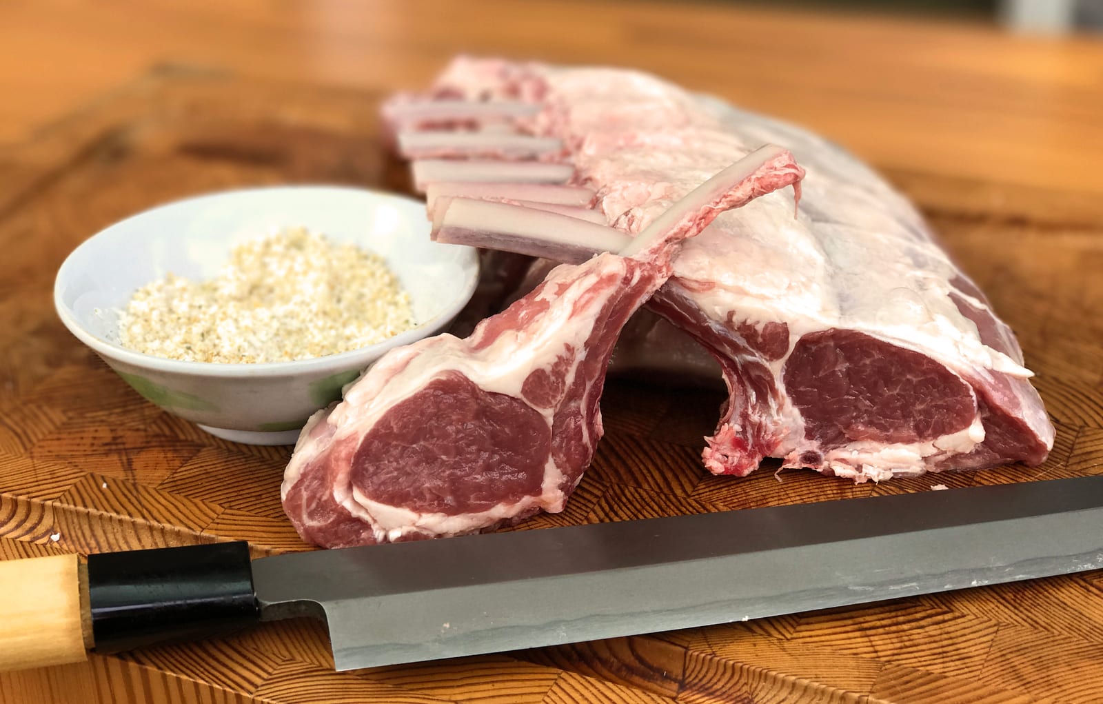New Zealand lamb racks prepared for a premium Sunday Roast BBQ menu